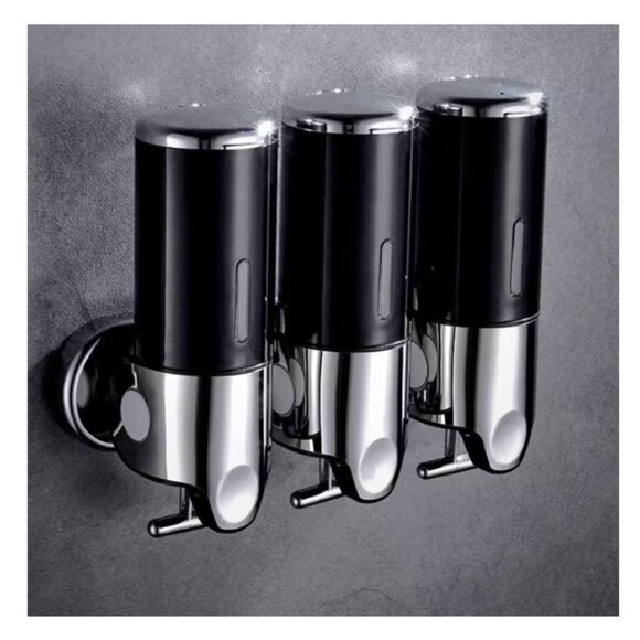 NIB - 3-in-1 Chamber Wall Mounted Soap Dispenser – Black & Silver - Picture 3 of 8